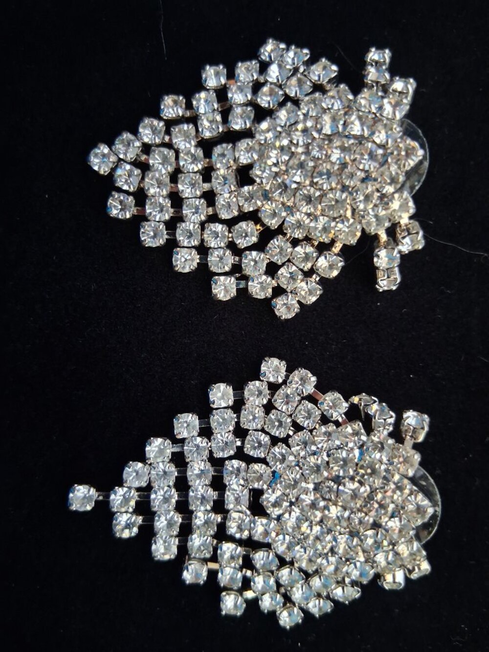 Kenneth Jay Lane Silver Crystal Cascade Statement Earrings WG Plated